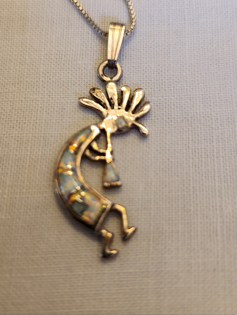 Vintage Native American Silver Kokopelli Pendant & 18” Chain, Fertility Diety